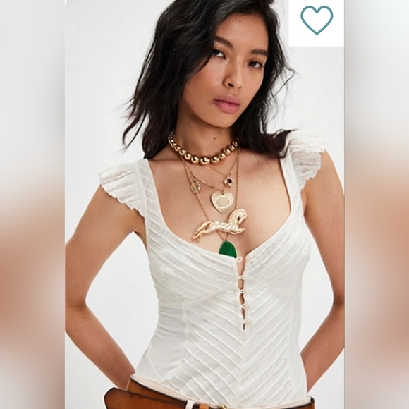 NEW! Free People Thea Extreme Layer Necklace Gold/Green -NWT! -$68